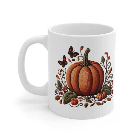 Pumpkin & Botanical Bliss – Autumn’s Cozy Charm 🎃🍂 - Autumn Pumpkin Coffee Mug, Perfect Fall Gift for Pumpkin Lovers, Cozy Vibes, Seasonal Home Decor, Warm Beverage Container