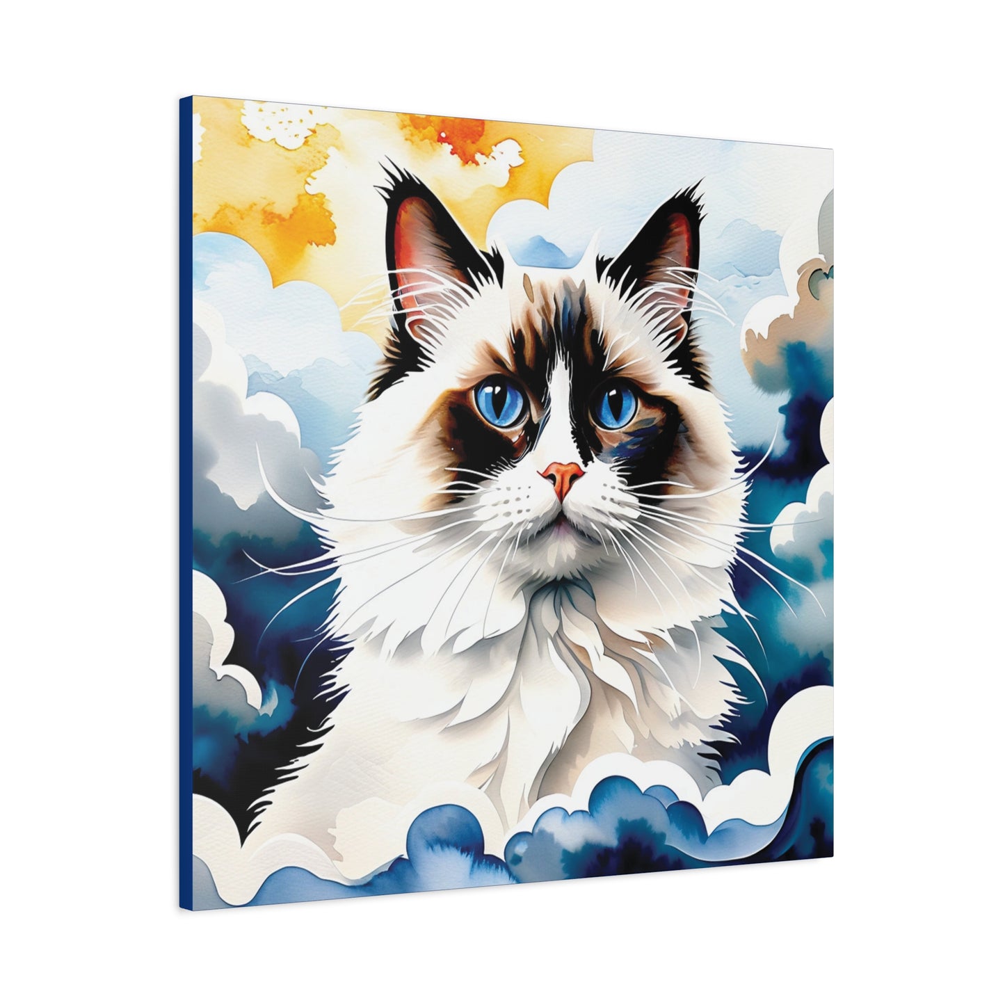 Canvas Art - Blue-Eyed Majesty: Cat Among the Clouds