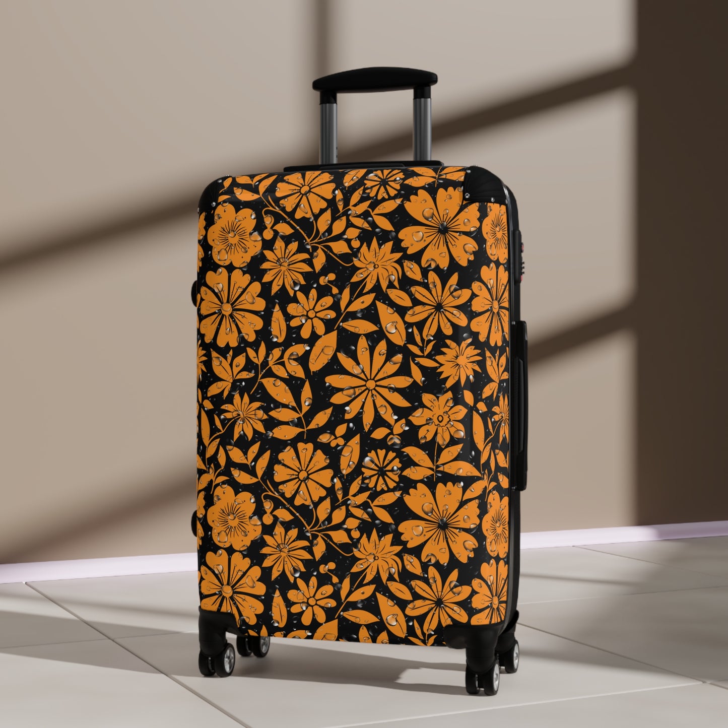 Orange Flower Design Suitcase