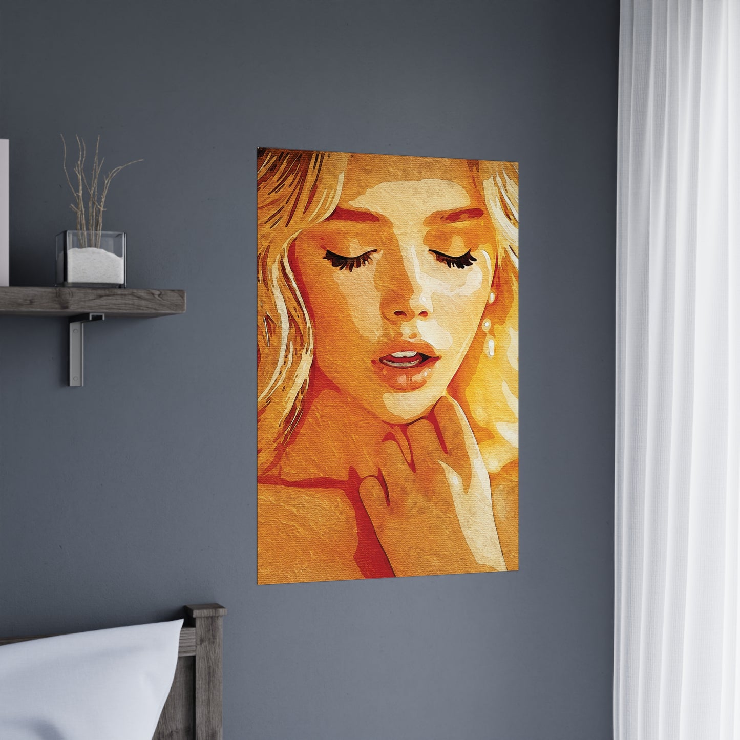 “Golden Reverie: The Serenity of a Soul in Stillness” - Elegant Matte Wall Art Poster, Inspirational Home Decor, Unique Gift for Art Lovers, Modern Aesthetic Wall Decor, Beautiful Portrait Print
