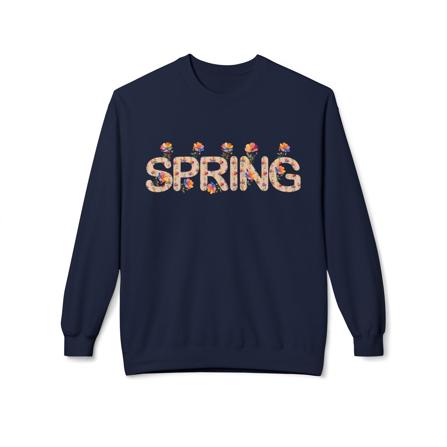 Spring Floral Crewneck Sweatshirt - Unisex Midweight Fleece