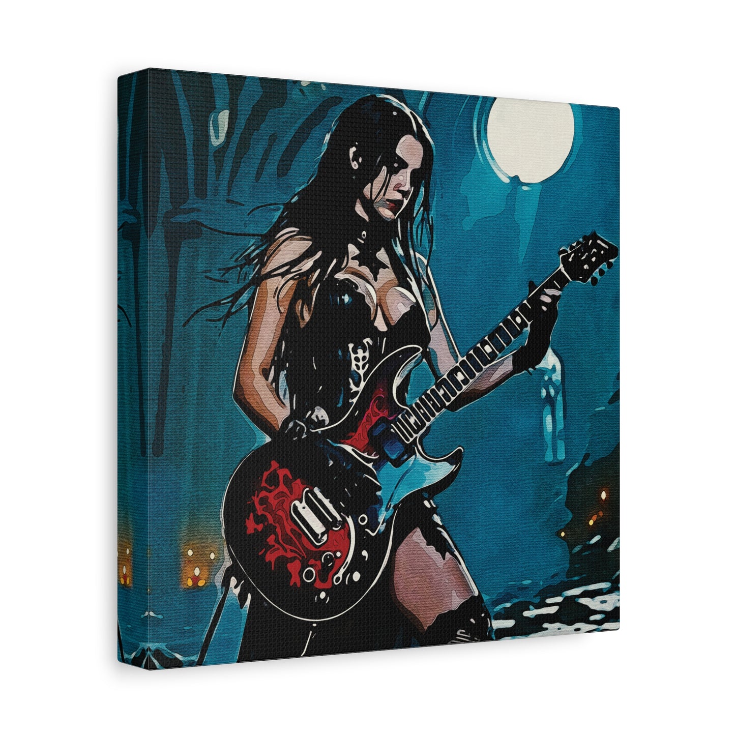 Midnight Riff: Power, Passion, and Gothic Pulse - Gothic Rocker Canvas Art, Edgy Wall Decor, Music Lover Gift, Unique Home Accent, Studio Wall Art