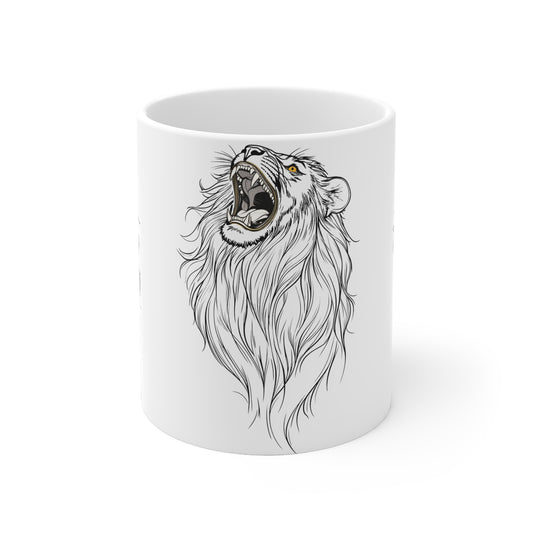 Roaring Lion Ceramic Mug - Bold Coffee Cup for Animal Lovers, Perfect Gift for Birthdays, Home Decor, Tea Time