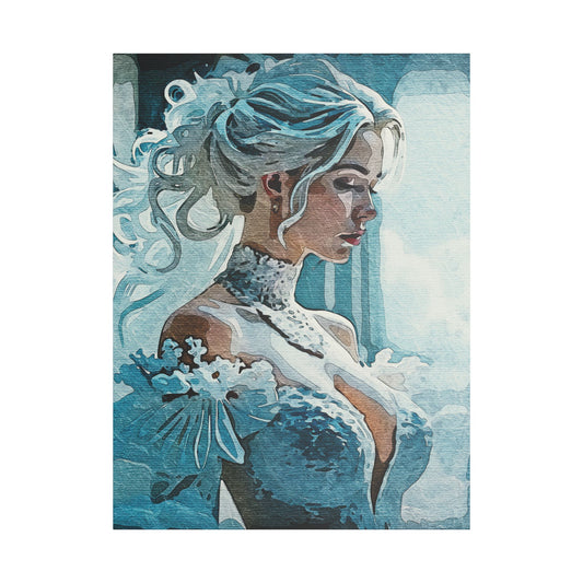 Radiant Empowerment – Elegance That Commands Light ⚡👑 - Elegant Satin Canvas Wall Art, Perfect for Home Decor, Bridal Shower Gift, Wedding Decor, Blue Toned Artwork
