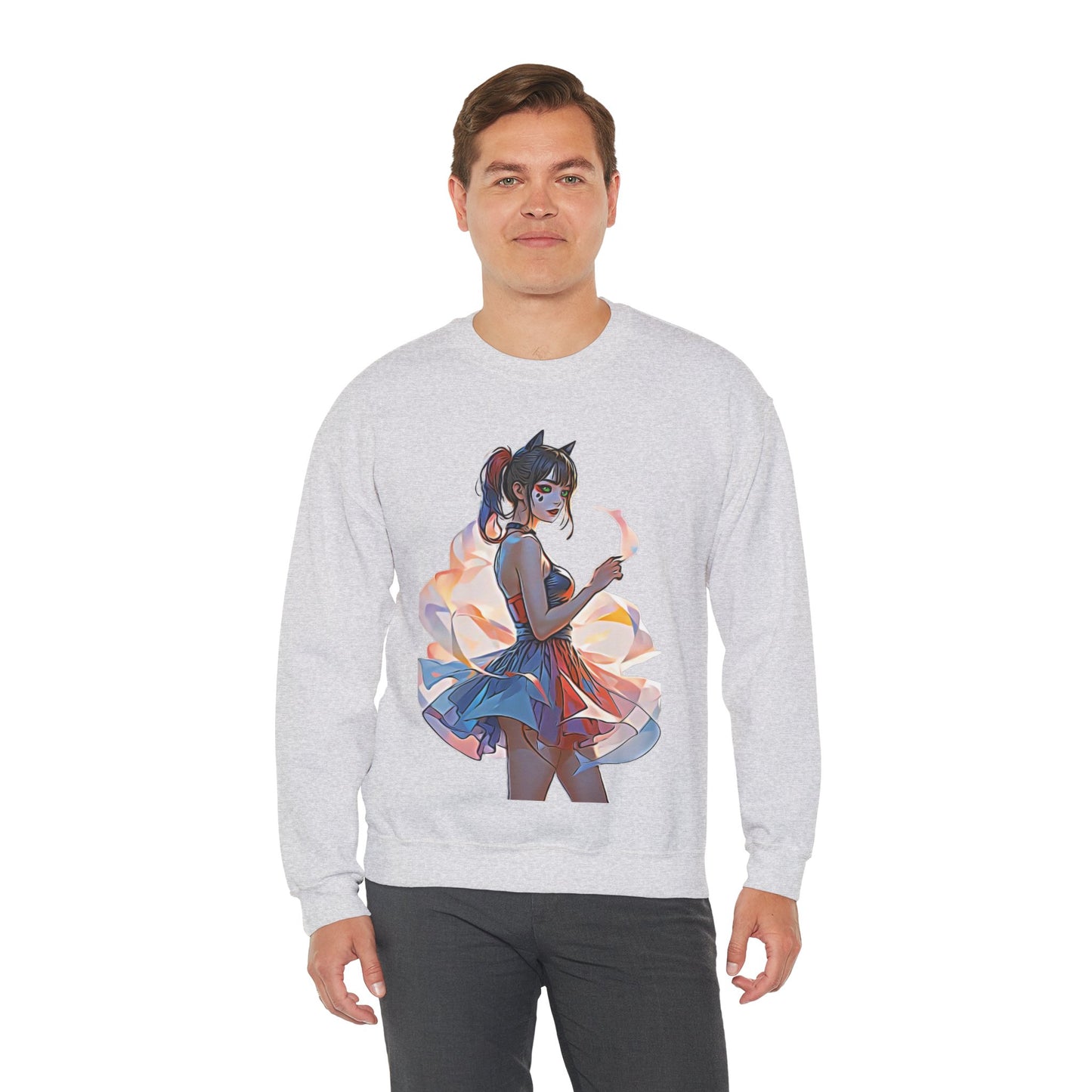 ✨Moonlit Grace: Anime Catgirl Aura for Casual Wear, Posters, Mugs and much more - Artistic Unisex Crewneck Sweatshirt | Cozy Graphic Sweater, Comfortable Hoodie, Fall Apparel, Anime-Inspired Gift, Casual Chic Fashion