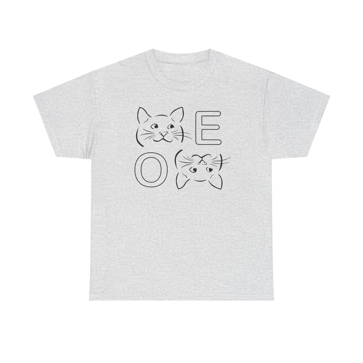 " MEOW" Cute Cat Faces Unisex Heavy Cotton Tee - Perfect for Cat Lovers