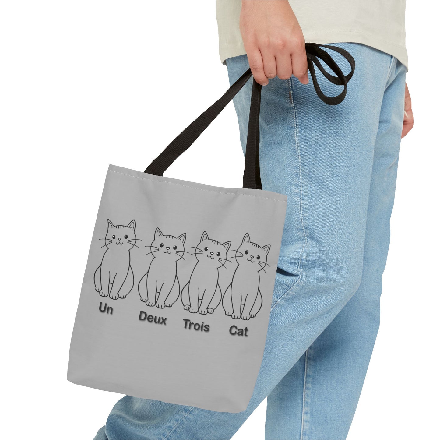 Funny Cat Tote Bag - Un Deux Trois Cat Design - Cute Cat Lover Gift