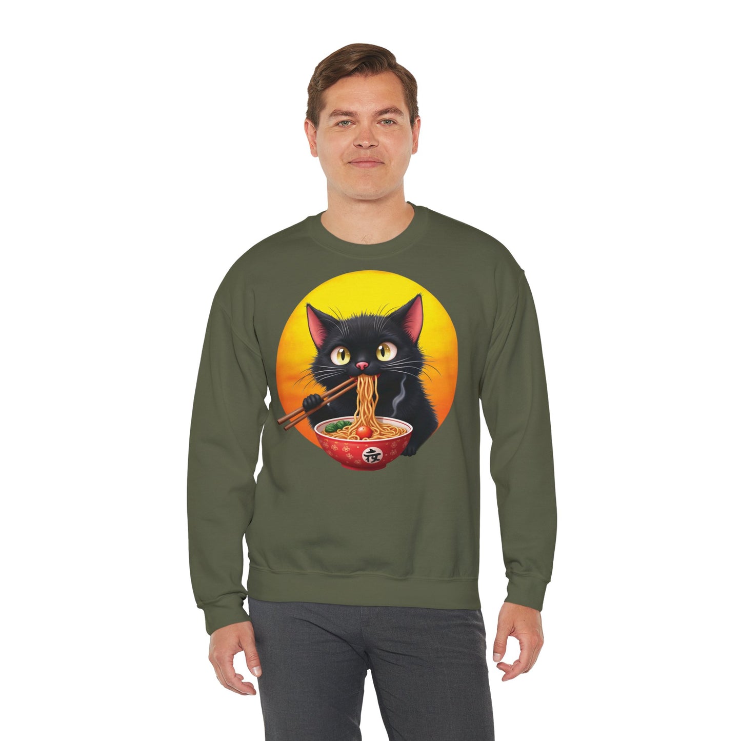 Ramen Cat Magic – Whiskers, Noodles & Sunshine Vibes - Cat Lover's Ramen Sweatshirt, Cozy Cat Crewneck, Cat-Themed Gift, Funny Sweatshirt, Unisex Pullover, Pet Lovers Apparel