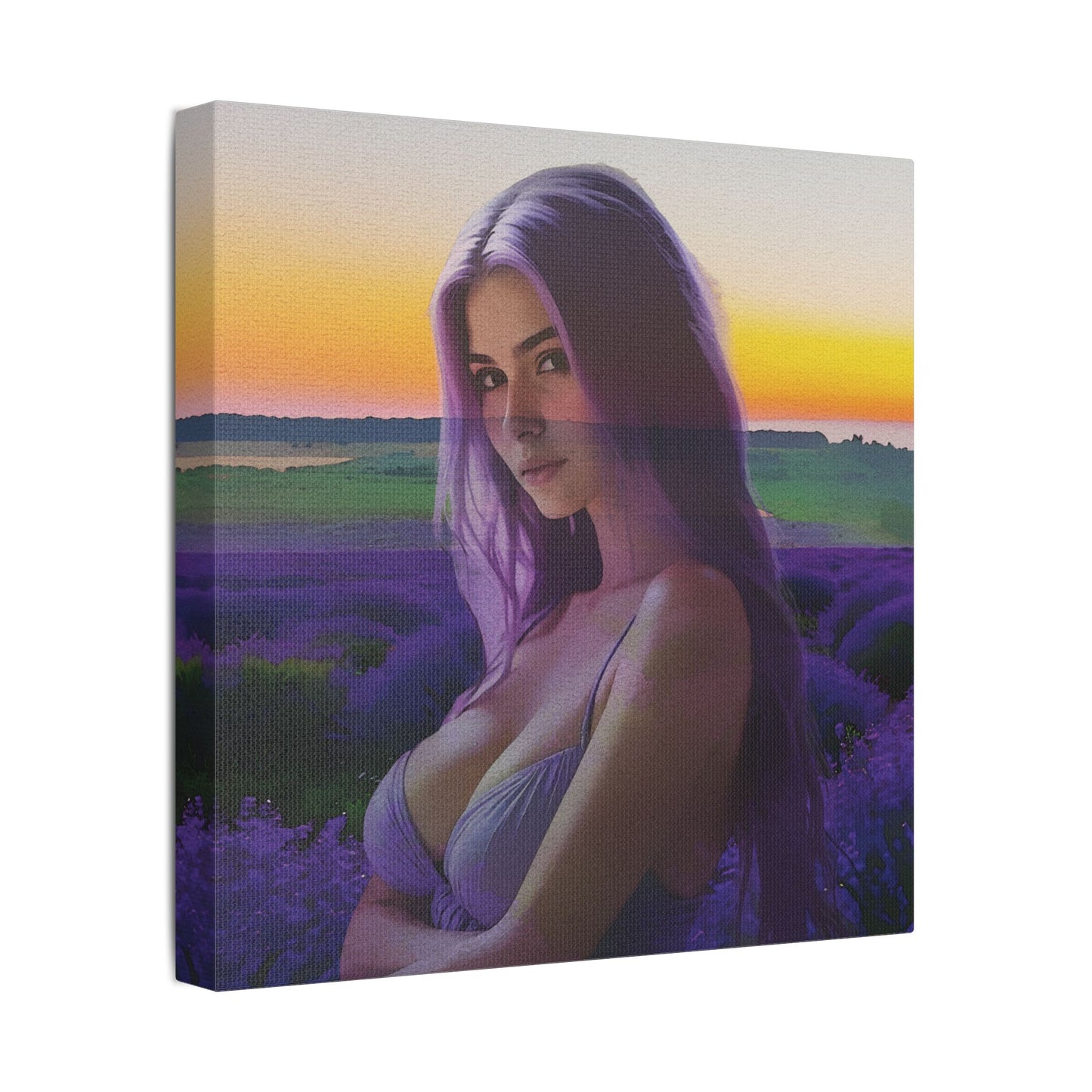 "Beautiful Lavender" – Dreamy Sunset Muse in Lavender Field Canvas Art