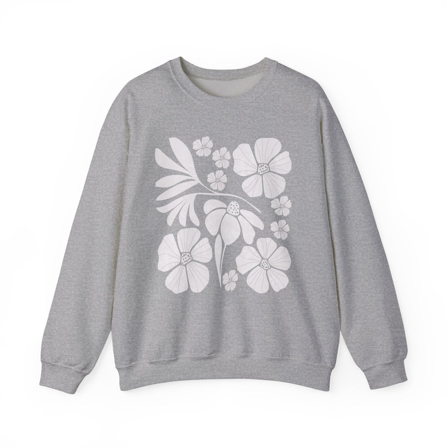 Floral Boho style Minimalist Unisex Crewneck Sweatshirt - Cozy Comfort for All Occasions