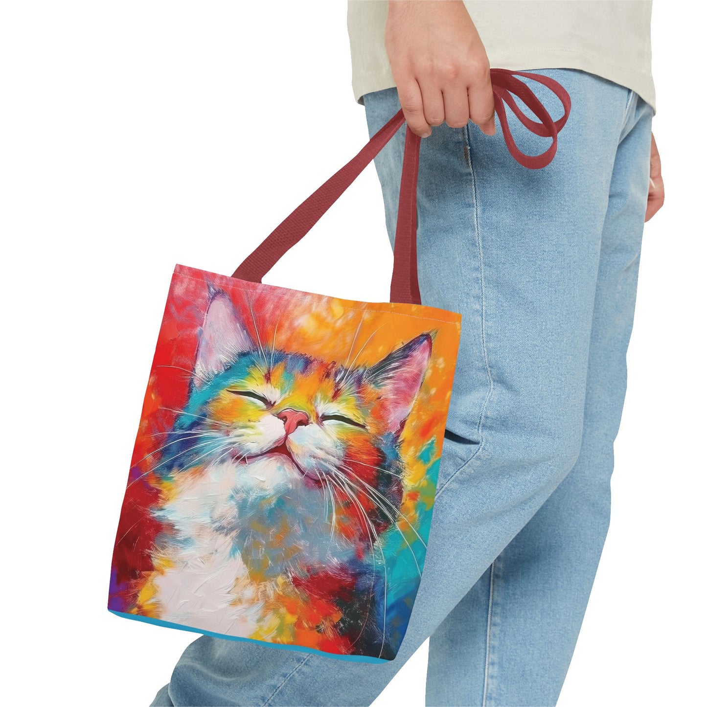 Colorful Cat Tote Bag: Pawsitive Vibes