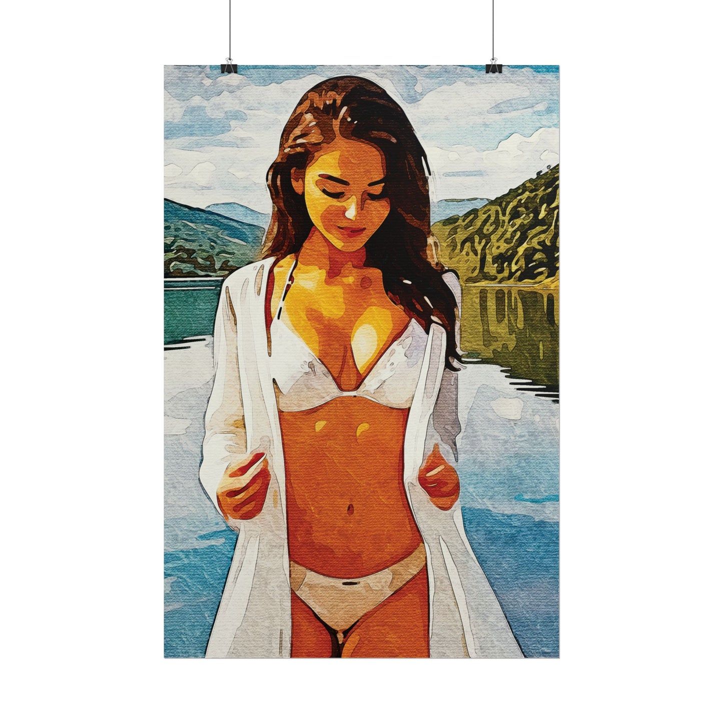 Beauty at the Lake — Sunlit Serenity for Canvas - Beach Vibe Rolled Poster, Summer Wall Art, Aesthetic Home Decor, Ocean Print, Ideal Gift for Beach Lovers