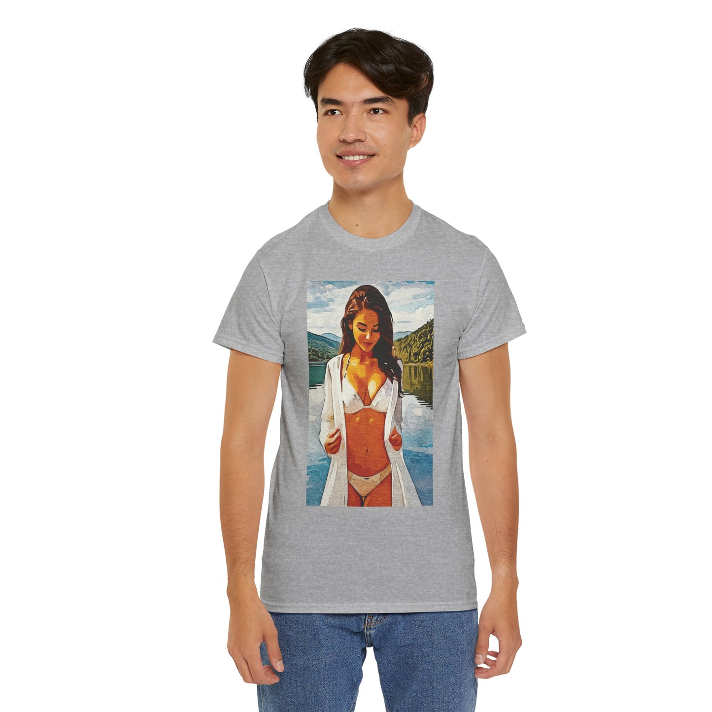 Beauty at the Lake — Sunlit Serenity for Casual Wear, Posters & Canvas - Summer Vibes Unisex Heavy Cotton Tee - Fun T-Shirt for Beach Lovers, Cute Casual Wear, Vacation Outfits, Graphic Tee for Parties, [...]