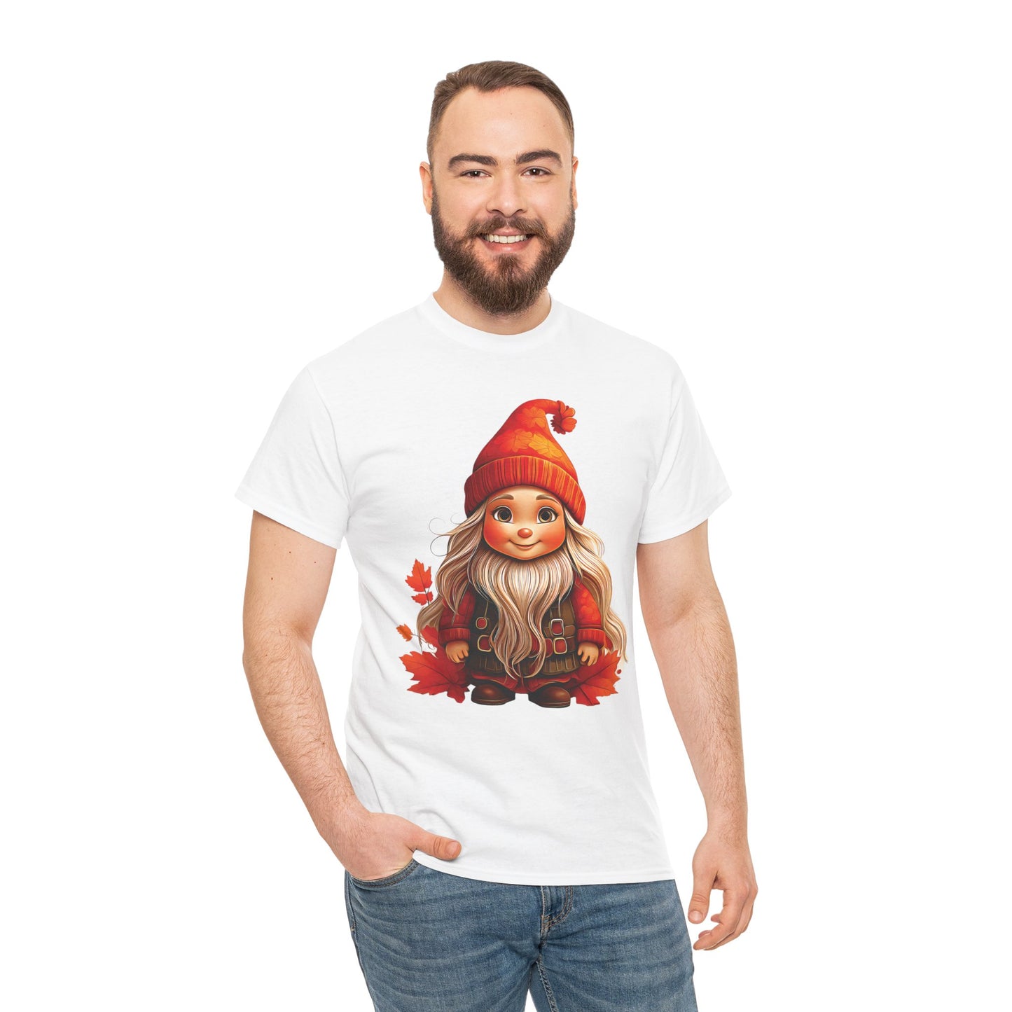 Autumn Gnome Magic – Cozy Whimsy in Every Leaf - Autumn-Themed Gnome Tee, Cozy Fall Shirt, Seasonal Apparel for Halloween, Thanksgiving, and Everyday Wear