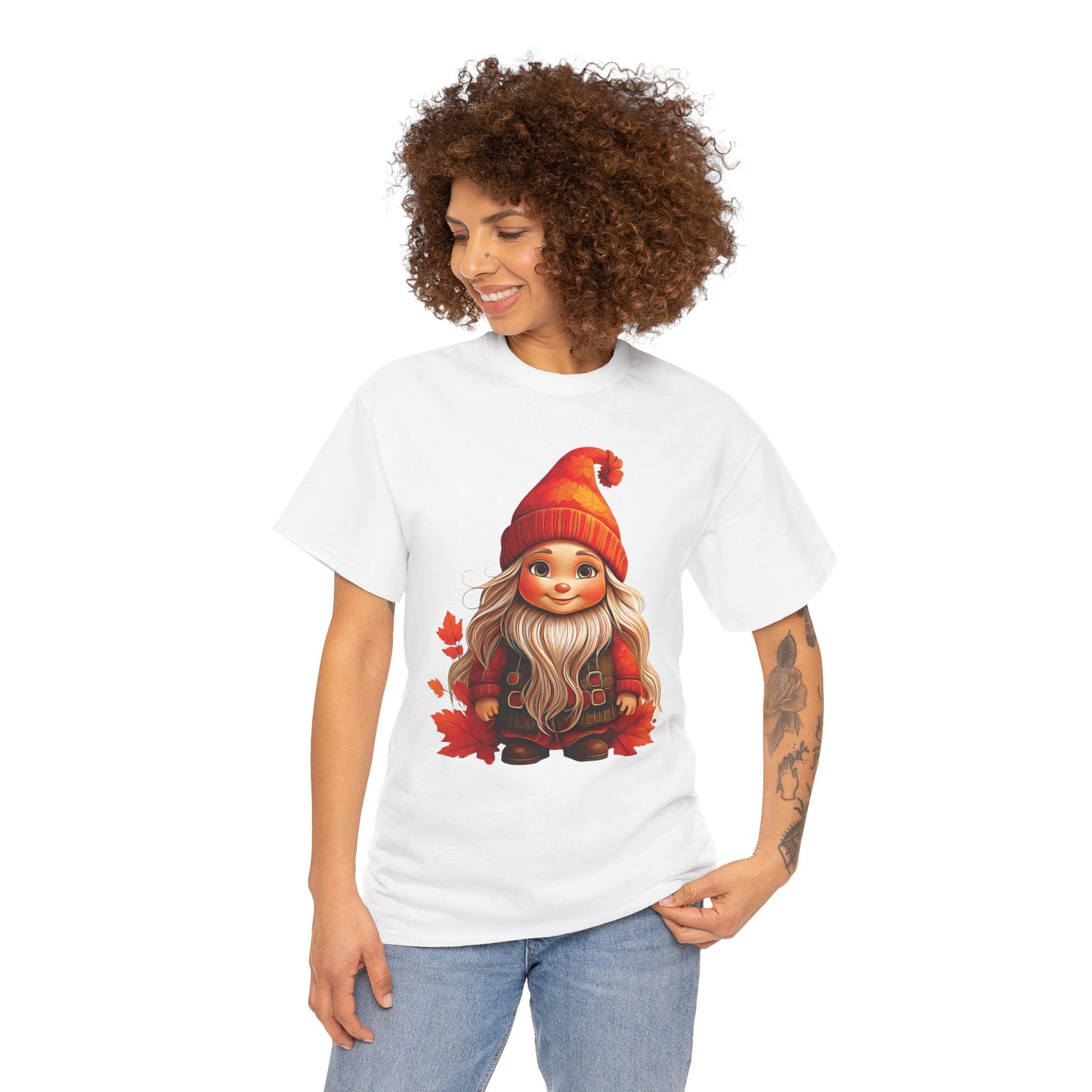 Autumn Gnome Magic – Cozy Whimsy in Every Leaf - Autumn-Themed Gnome Tee, Cozy Fall Shirt, Seasonal Apparel for Halloween, Thanksgiving, and Everyday Wear