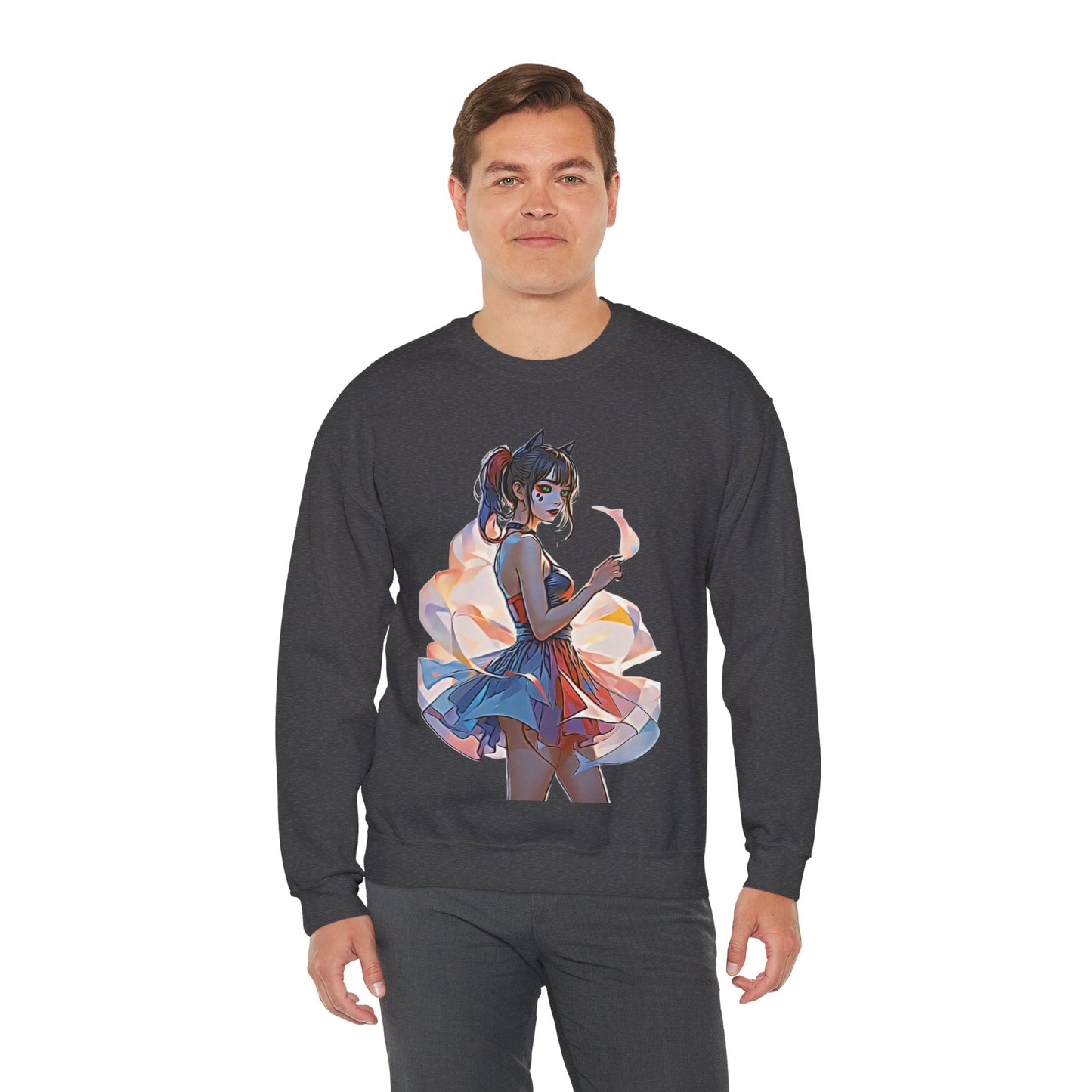 ✨Moonlit Grace: Anime Catgirl Aura for Casual Wear, Posters, Mugs and much more - Artistic Unisex Crewneck Sweatshirt | Cozy Graphic Sweater, Comfortable Hoodie, Fall Apparel, Anime-Inspired Gift, Casual Chic Fashion