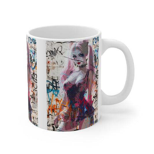 Graffiti Art Ceramic Mug, Trendy Coffee Cup, Urban Chic Drinkware, Creative Gift for Art Lovers, Unique Home Decor