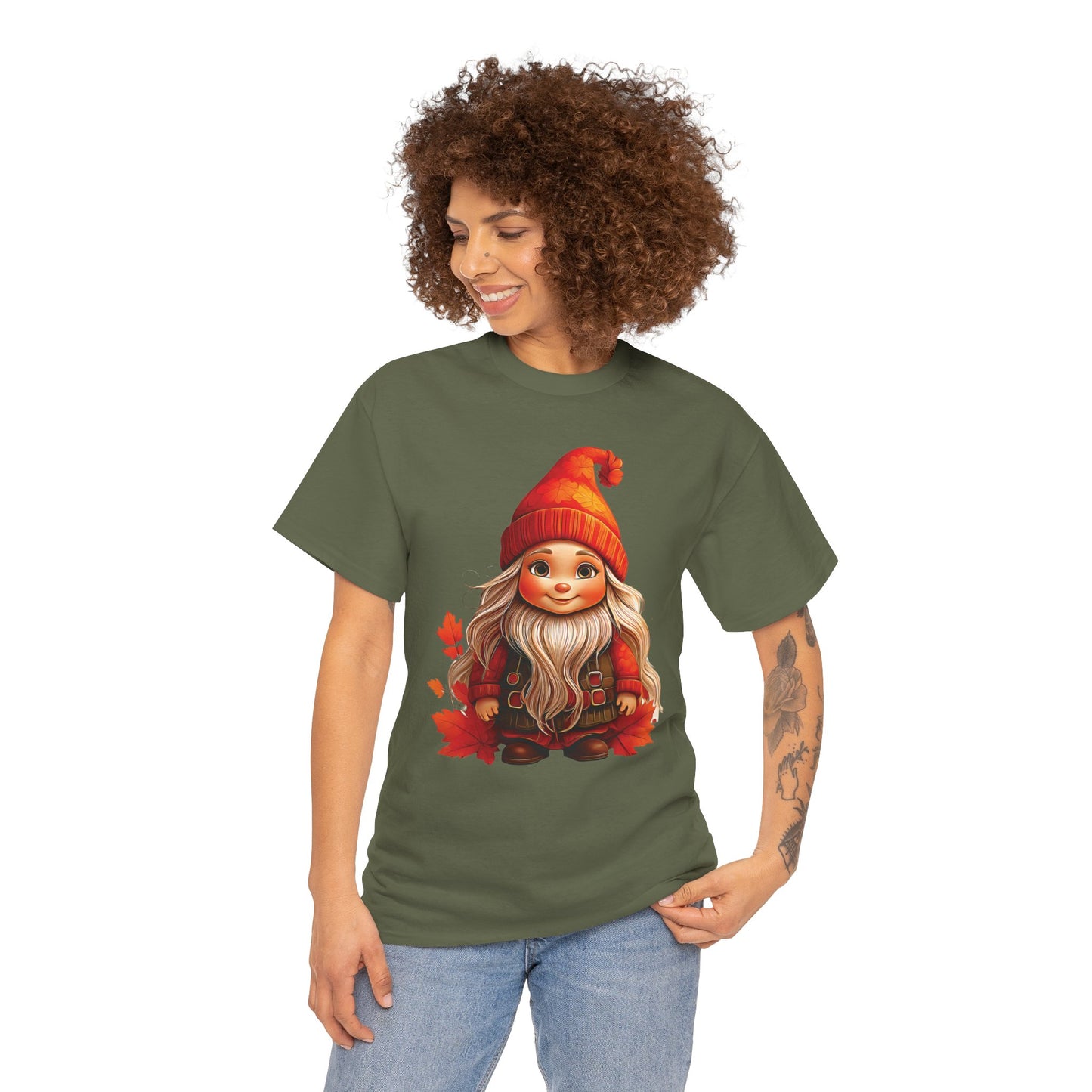 Autumn Gnome Magic – Cozy Whimsy in Every Leaf - Autumn-Themed Gnome Tee, Cozy Fall Shirt, Seasonal Apparel for Halloween, Thanksgiving, and Everyday Wear