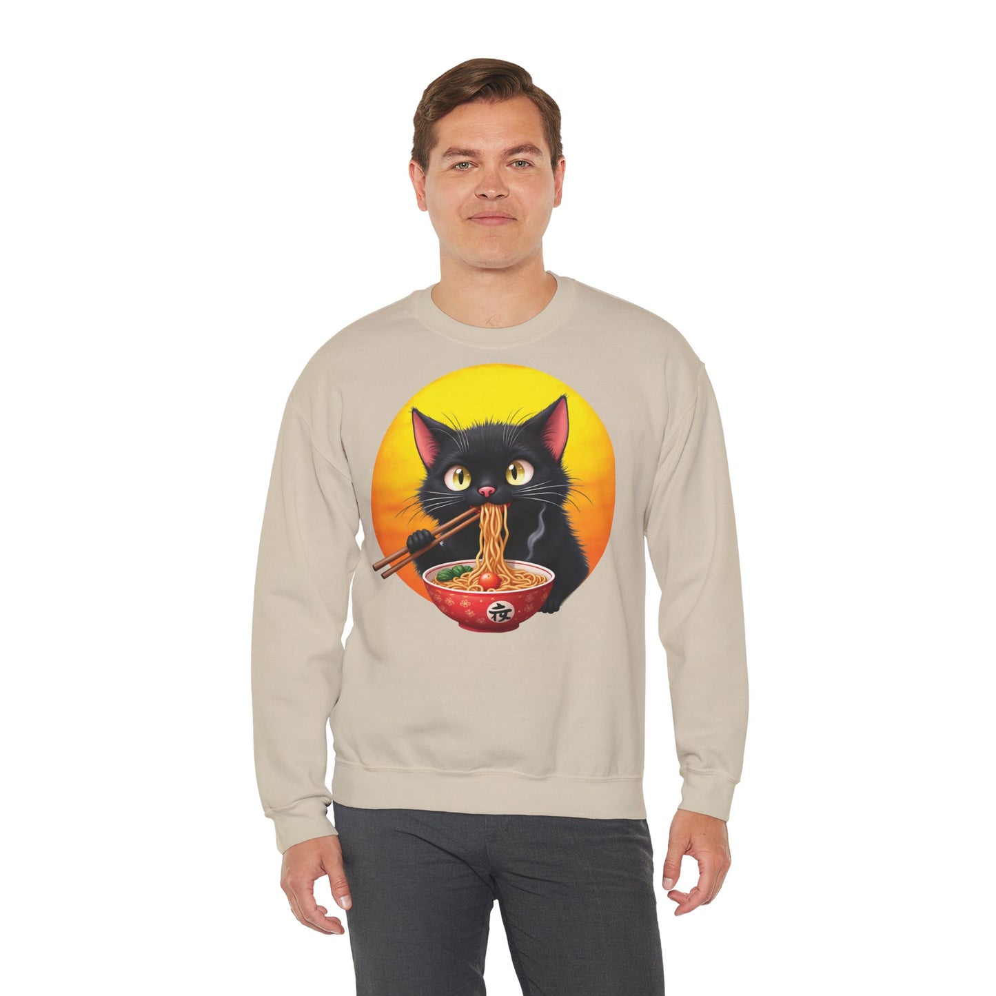 Ramen Cat Magic – Whiskers, Noodles & Sunshine Vibes - Cat Lover's Ramen Sweatshirt, Cozy Cat Crewneck, Cat-Themed Gift, Funny Sweatshirt, Unisex Pullover, Pet Lovers Apparel