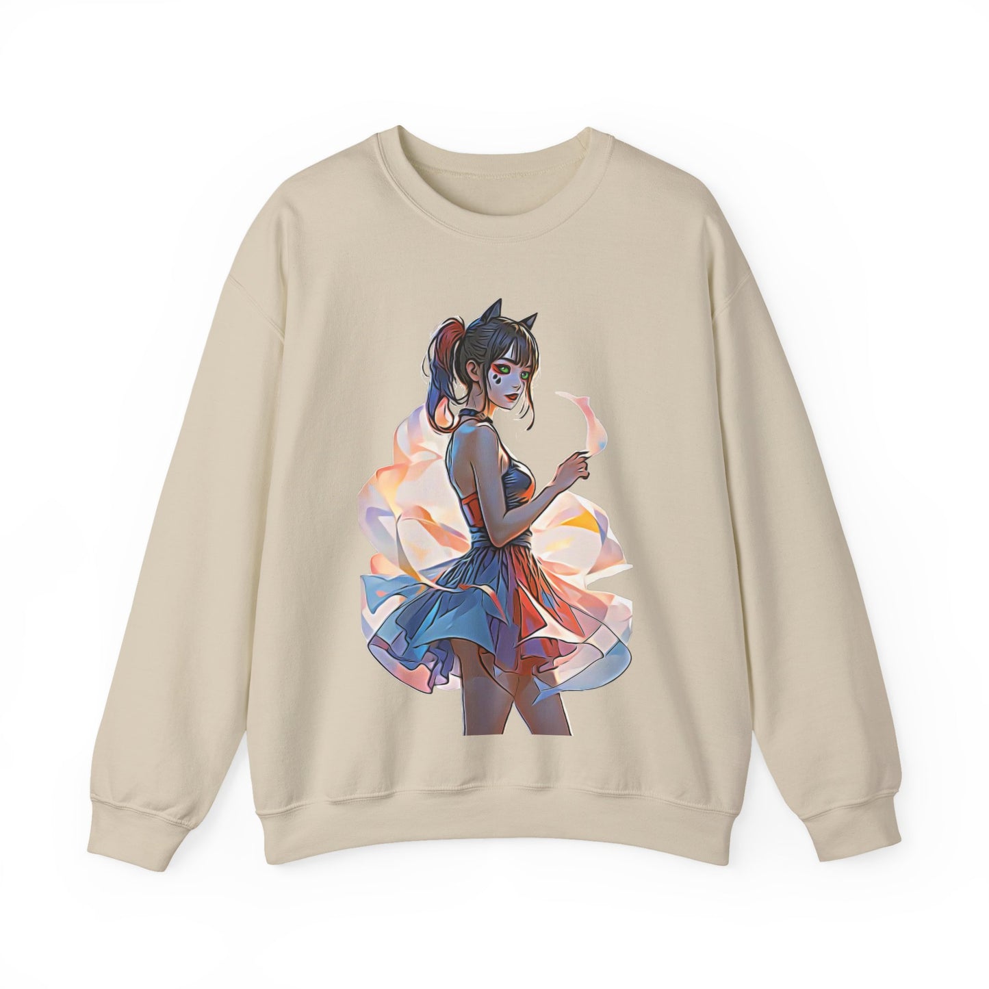 ✨Moonlit Grace: Anime Catgirl Aura for Casual Wear, Posters, Mugs and much more - Artistic Unisex Crewneck Sweatshirt | Cozy Graphic Sweater, Comfortable Hoodie, Fall Apparel, Anime-Inspired Gift, Casual Chic Fashion