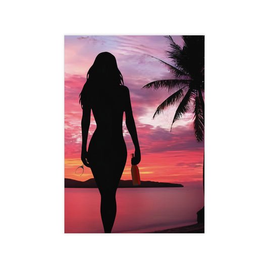 Serene Sunset Wall Art, Beach Poster, Silhouette Print, Tropical Home Decor, Relaxing Vibes, Ideal for Living Room or Bedroom
