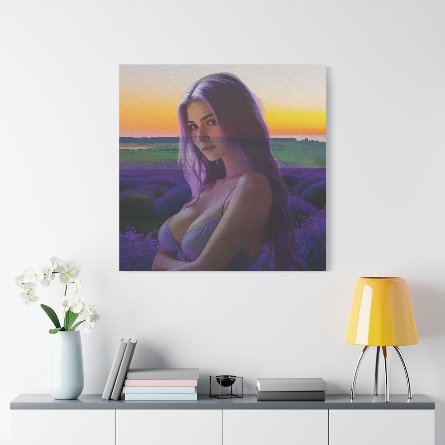 "Beautiful Lavender" – Dreamy Sunset Muse in Lavender Field Canvas Art
