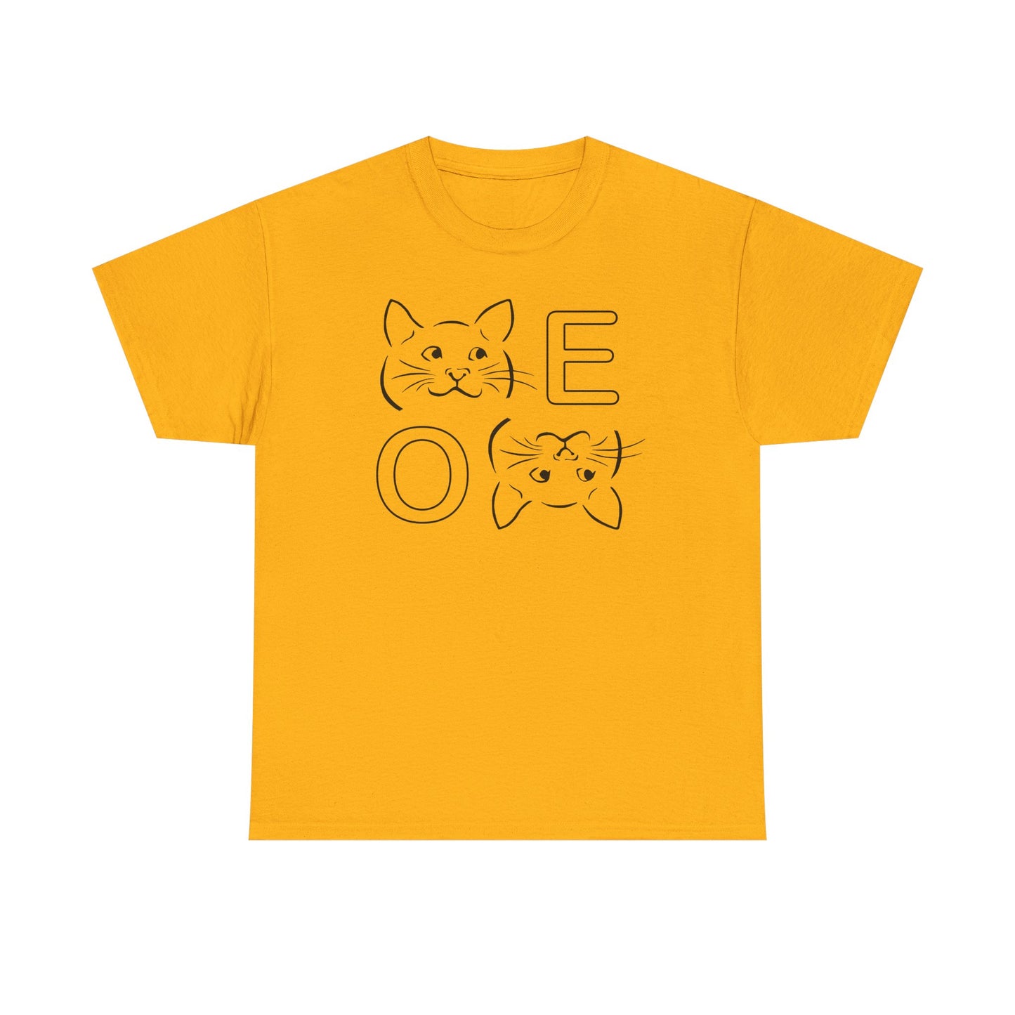 " MEOW" Cute Cat Faces Unisex Heavy Cotton Tee - Perfect for Cat Lovers