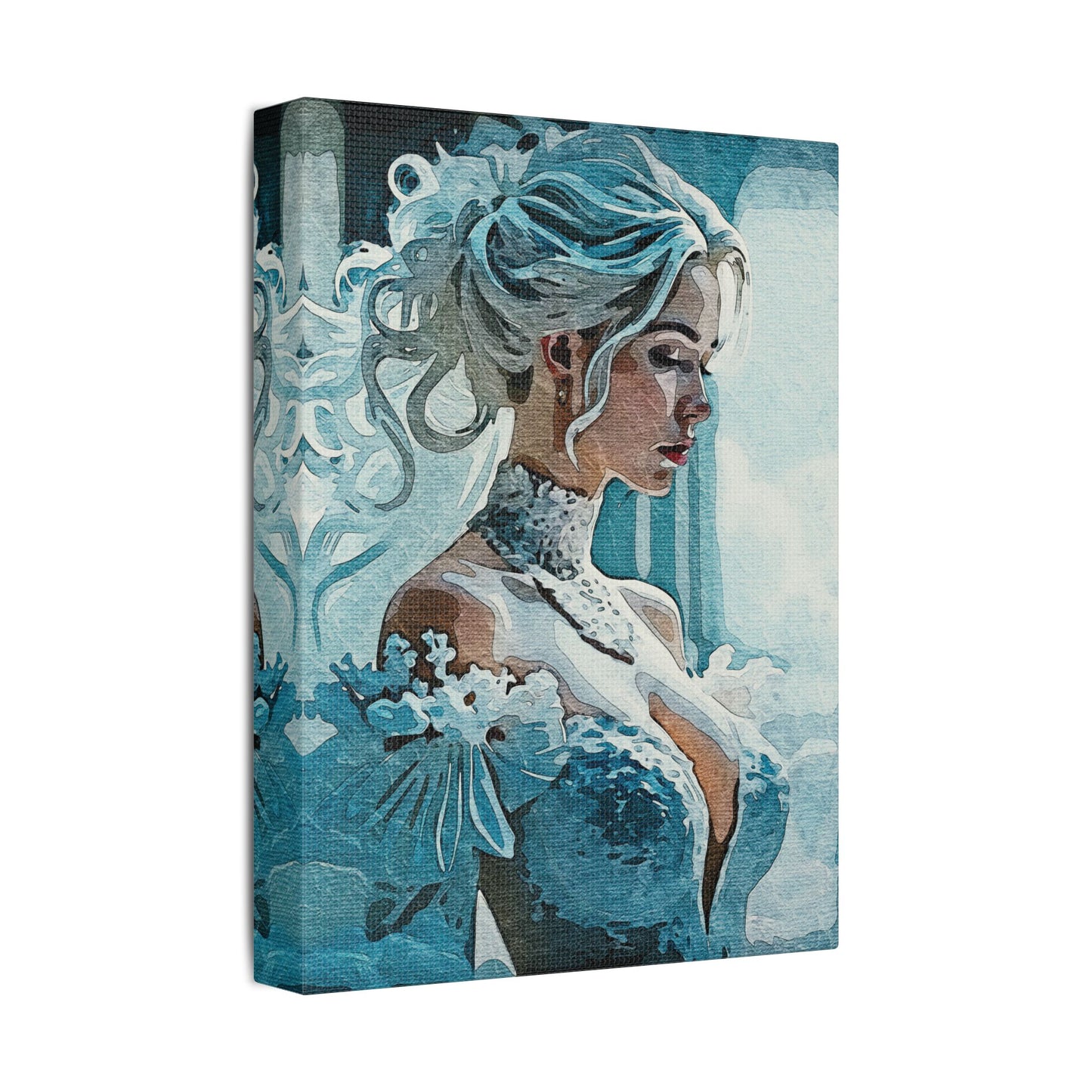Radiant Empowerment – Elegance That Commands Light ⚡👑 - Elegant Satin Canvas Wall Art, Perfect for Home Decor, Bridal Shower Gift, Wedding Decor, Blue Toned Artwork