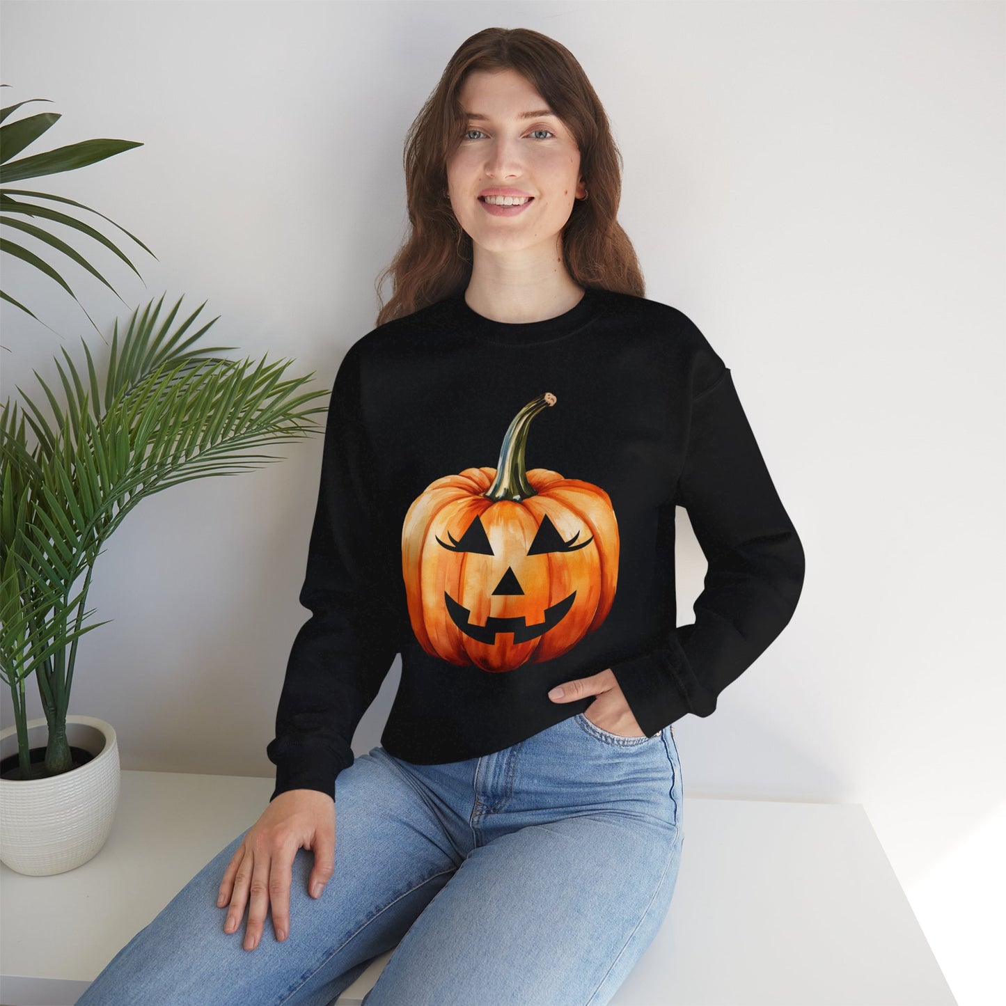 🎃 Embrace Autumn Magic - Pumpkin Bliss Collection for Cozy Season Vibes ✨ - Halloween Pumpkin Crewneck Sweatshirt | Cozy Fall Fashion, Unisex Sweater, Casual Wear, Gift for Halloween Lovers, Autumn Style