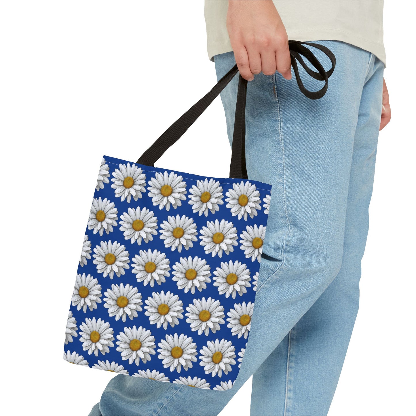 Daisy Tote Bag - White Floral Pattern Summer Fashion Accessory