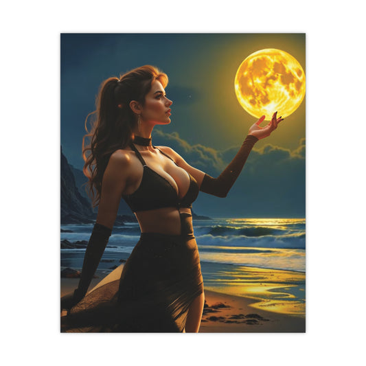 Moonlit Ambition – Reach for Your Celestial Dreams Poster- -Mystical Moonlight Matte Poster, Wall Art, Home Decor, Gift for Her, Enchanted Night Decor, Bedroom Wall Art