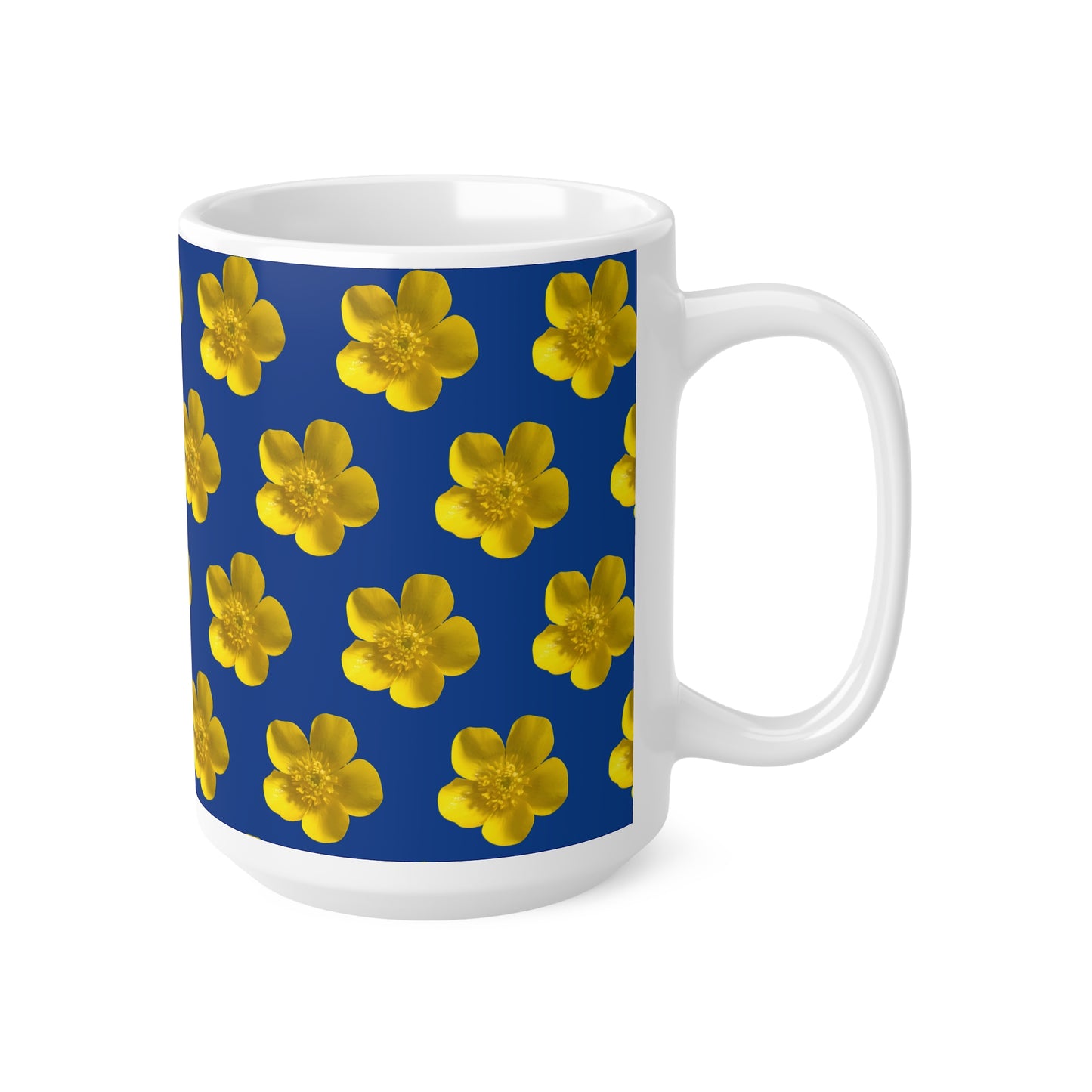 Coffee Cups - Yellow Flower Pattern Design