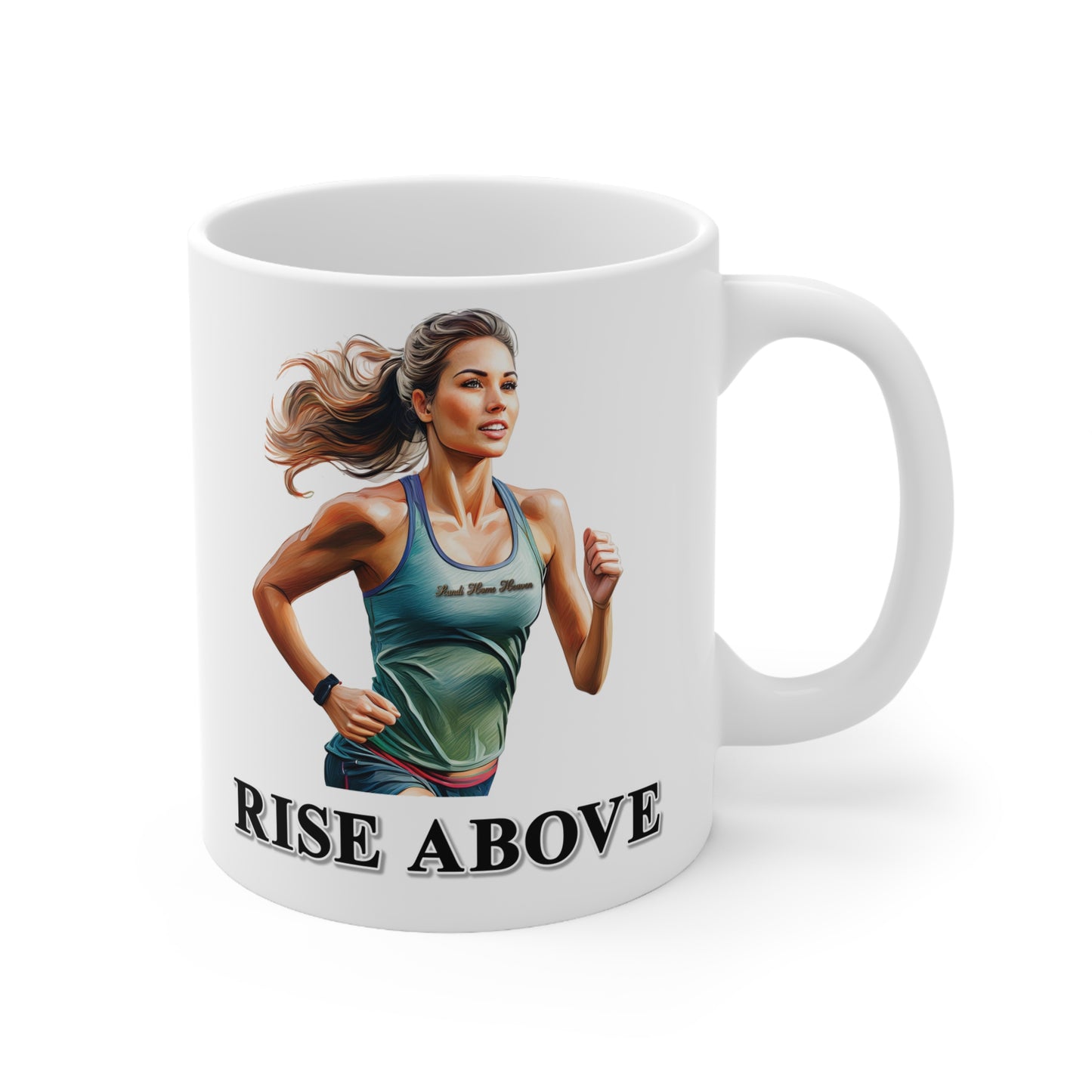 Inspirational Running Coffee Mug - 11oz & 15oz - 'Rise Above' Design