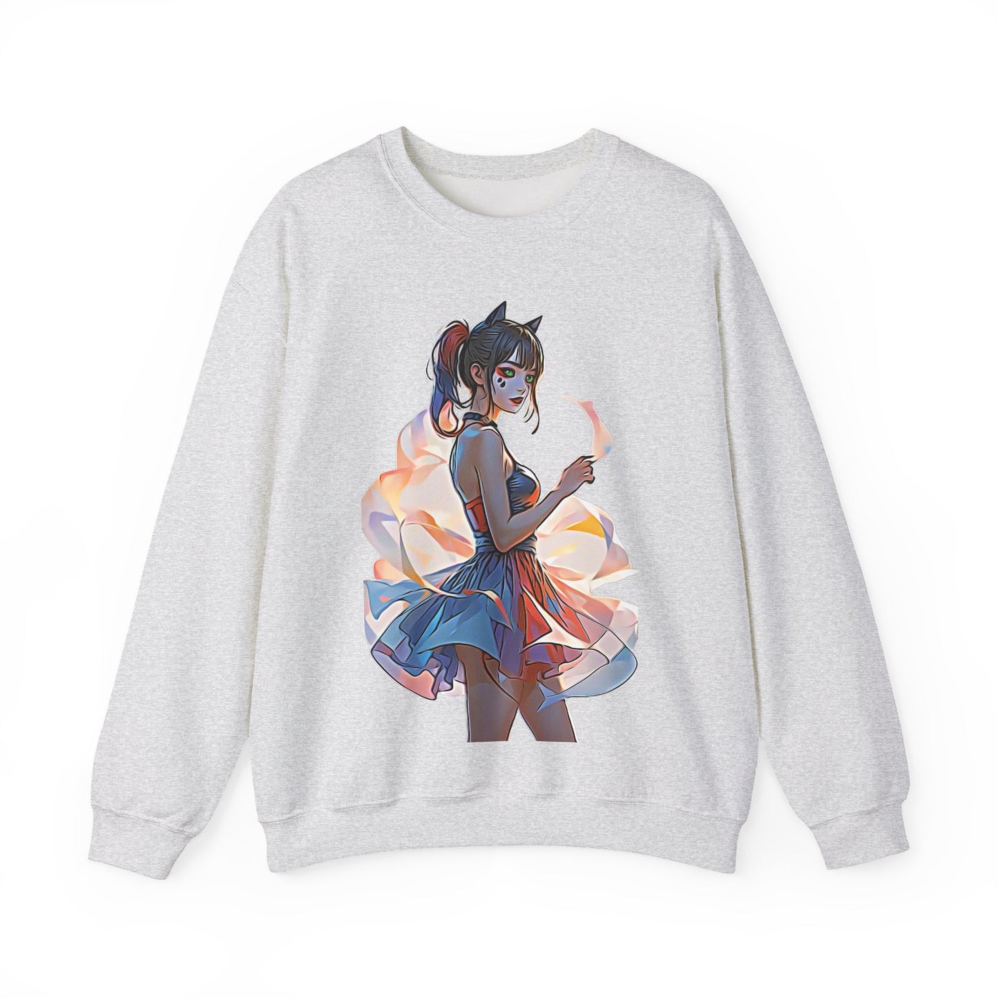 ✨Moonlit Grace: Anime Catgirl Aura for Casual Wear, Posters, Mugs and much more - Artistic Unisex Crewneck Sweatshirt | Cozy Graphic Sweater, Comfortable Hoodie, Fall Apparel, Anime-Inspired Gift, Casual Chic Fashion