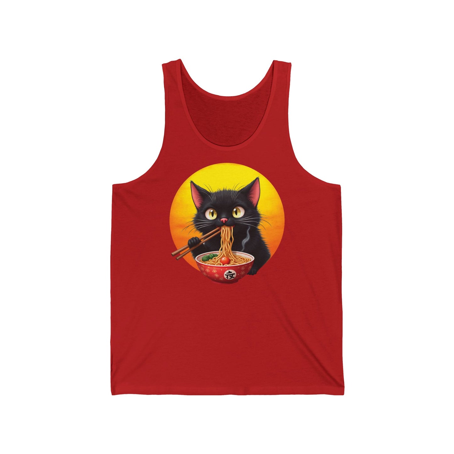 Ramen Cat Magic – Whiskers, Noodles & Sunshine Vibes - Whimsical Cat Ramen Unisex Jersey Tank Top