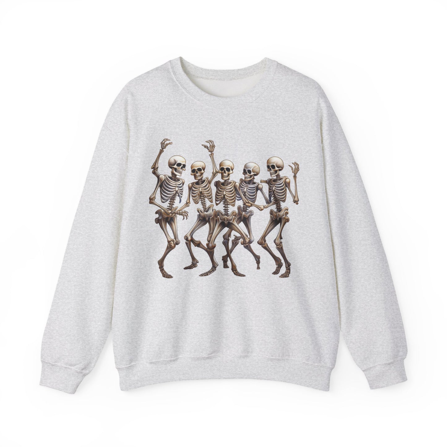"Celebrate Life with Dancing Skeletons – Bold Apparel & Mugs that Spark Joy" - Halloween Skeleton Dance Crewneck Sweatshirt, Unisex Sweatshirt, Fall Fashion, Spooky Season Apparel, Gift for Halloween Lovers
