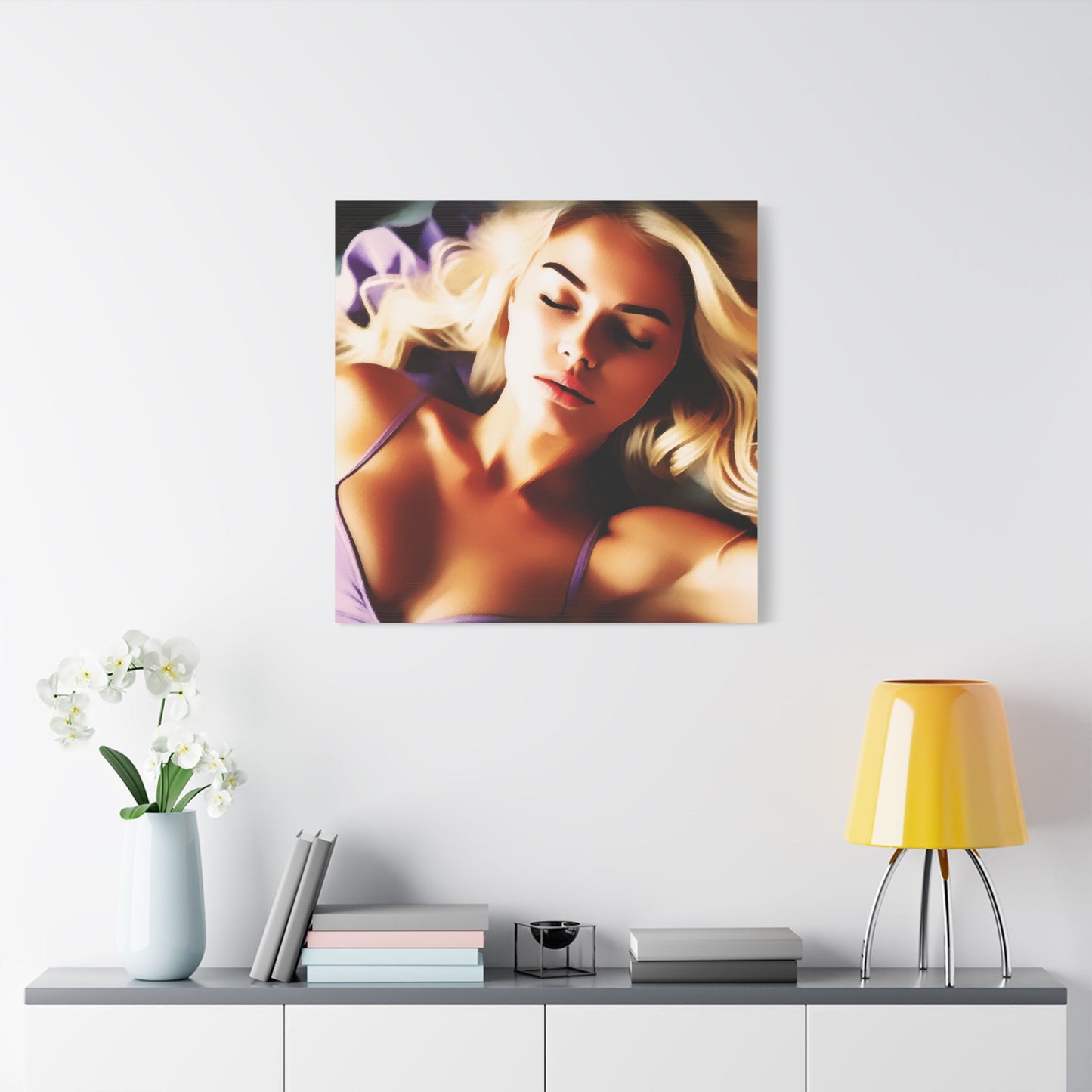 Radiant Grace – Strength in Stillness 💫🌿 - Satin Canvas Art Print, Dreamy Wall Decor, Bedroom Aesthetic, Serenity Artwork, Women's Lounge Gift, Relaxing Home Decor