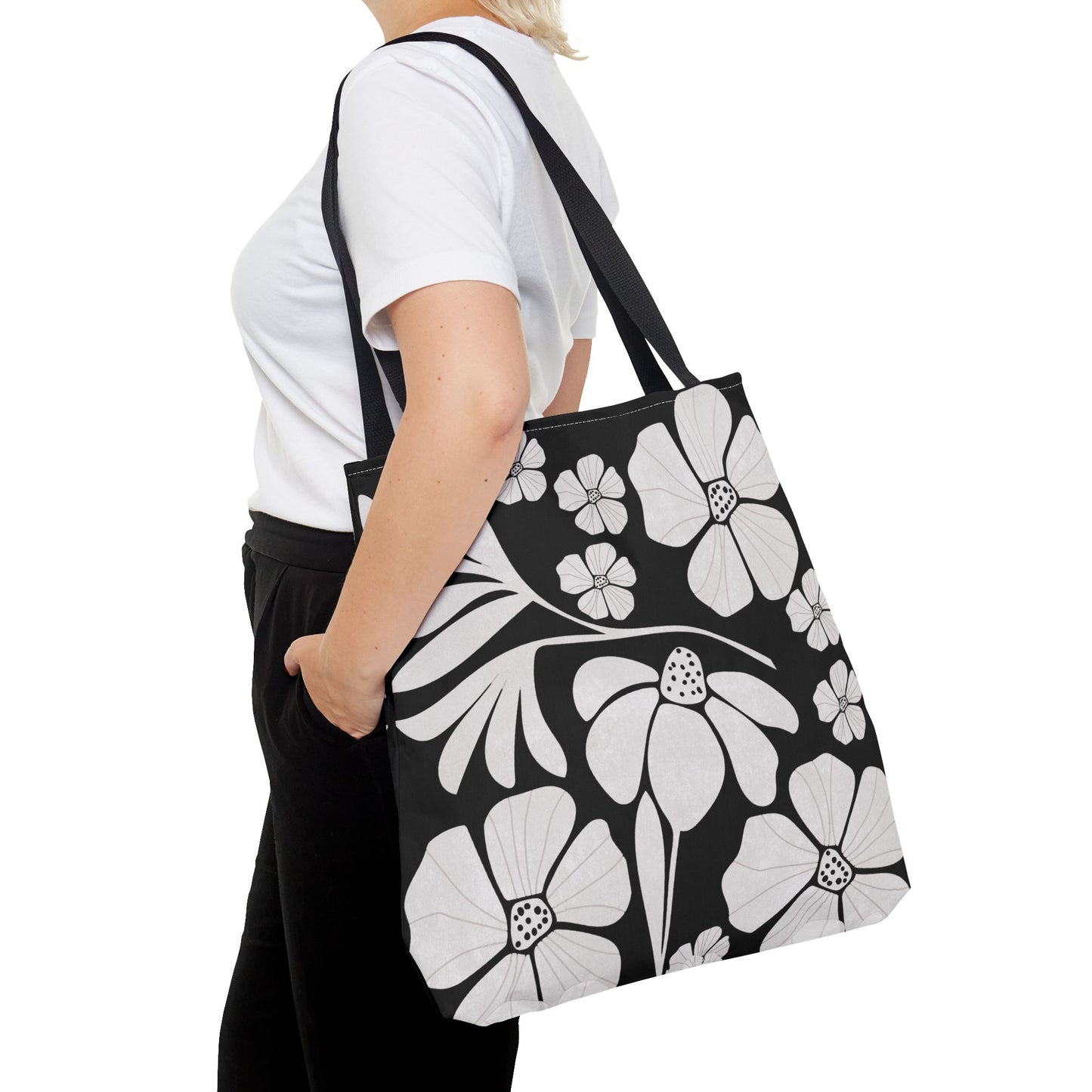 Boho Flowers Tote Bag - Retro Vintage Style