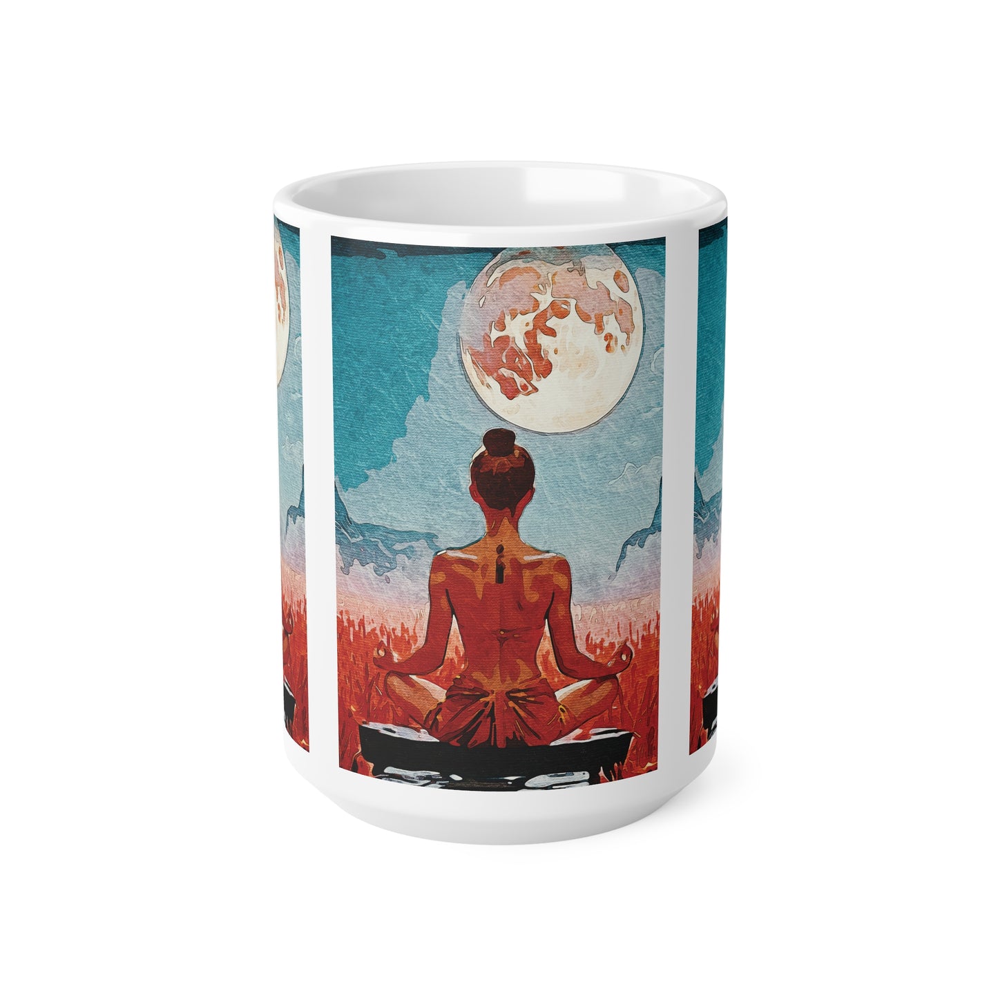 ✨Serenity Under the Full Moon - Serene Buddha Coffee Cup, Meditation Mug, Mindfulness Gift, Relaxing Tea Cup, Yoga Lover's Mug, Moonlit Serenity