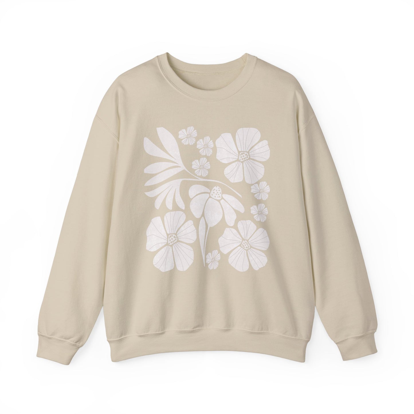 Floral Boho style Minimalist Unisex Crewneck Sweatshirt - Cozy Comfort for All Occasions