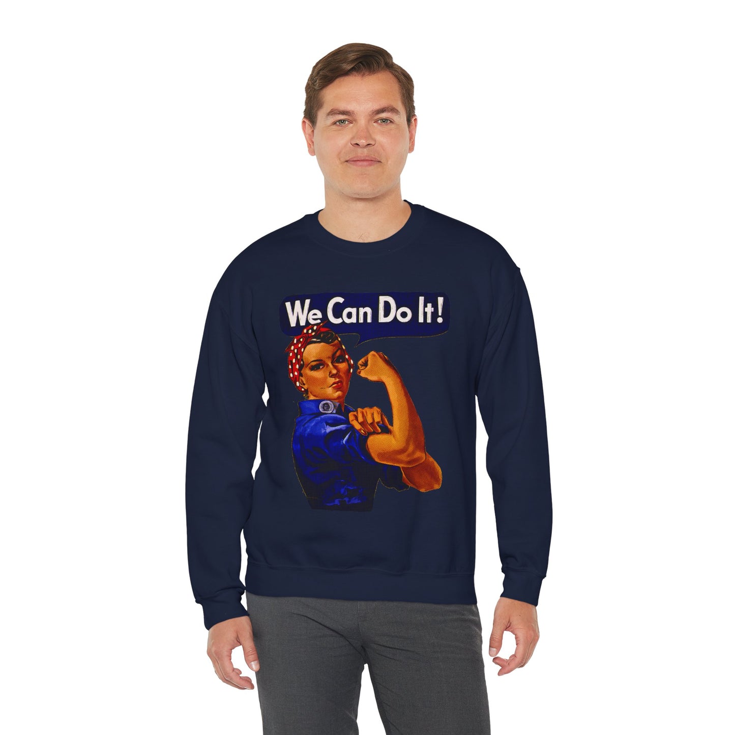 Empowerment Pop Art | Bold "We Can Do It" T-Shirts, Sweatshirts, Mugs & Wall Art for Inspiration - Empowering Rosie Crewneck Sweatshirt | Motivational Gift, Casual Wear, Feminism, Women’s Apparel, Inspirational Fashion