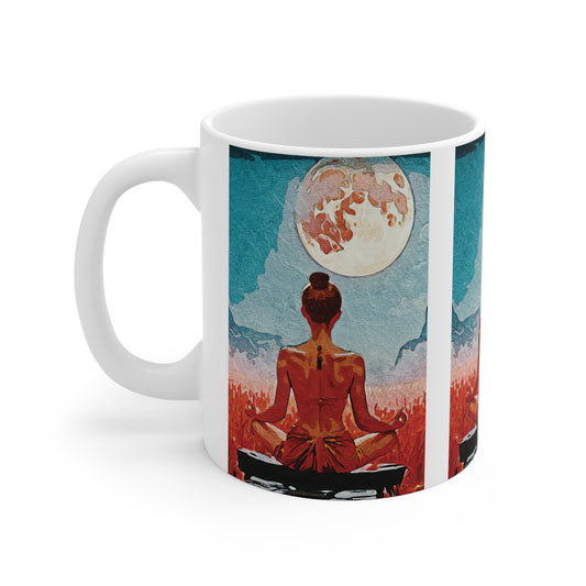 ✨Serenity Under the Full Moon - Serene Buddha Coffee Cup, Meditation Mug, Mindfulness Gift, Relaxing Tea Cup, Yoga Lover's Mug, Moonlit Serenity
