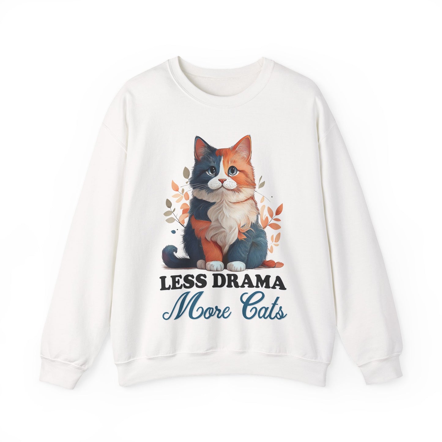 Less Drama, More Cats – Purrfect Peace in Style 🐾✨ - Cat Lover Crewneck Sweatshirt | Less Drama More Cats | Cozy Gift for Cat Owners, Animal Lovers, Cute Cat Sweatshirt