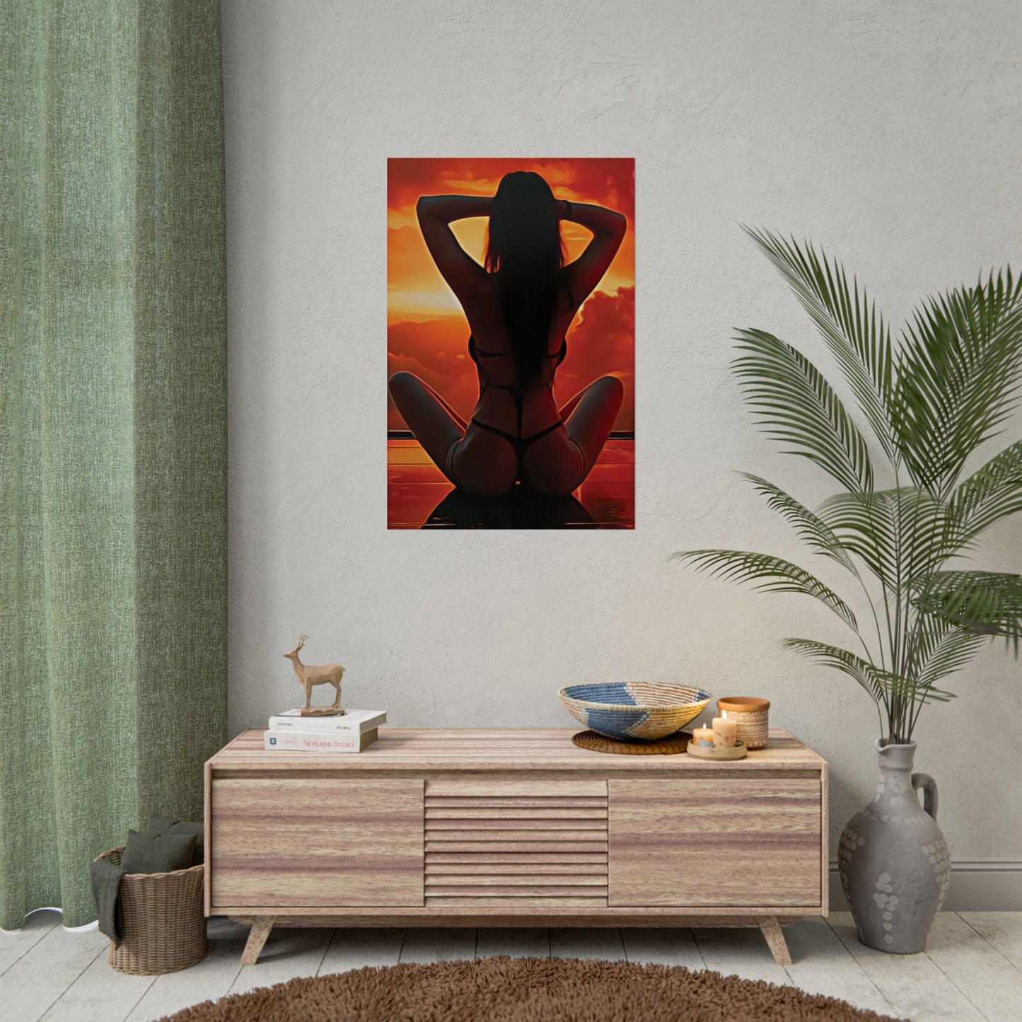 Golden Hour Serenity – Empowering Sunset Silhouette Inspiring Calm, Strength and Inner Freedom - Sensual Art Prints, Wall Decor, Bedroom Aesthetic, Gift for Her, Unique Home Decoration