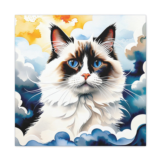 Canvas Art - Blue-Eyed Majesty: Cat Among the Clouds