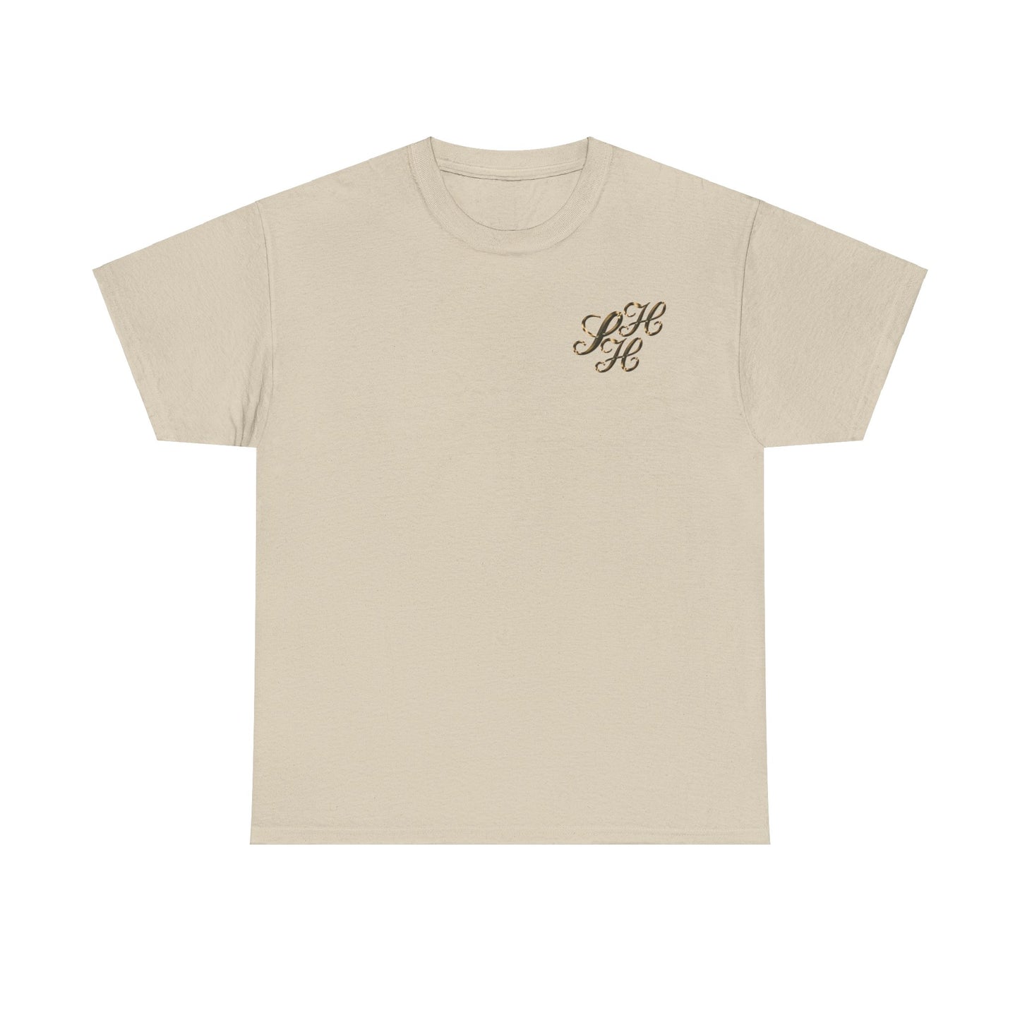 Unisex Tee - Golden Scandi Home Heaven Logo - Decorative Design