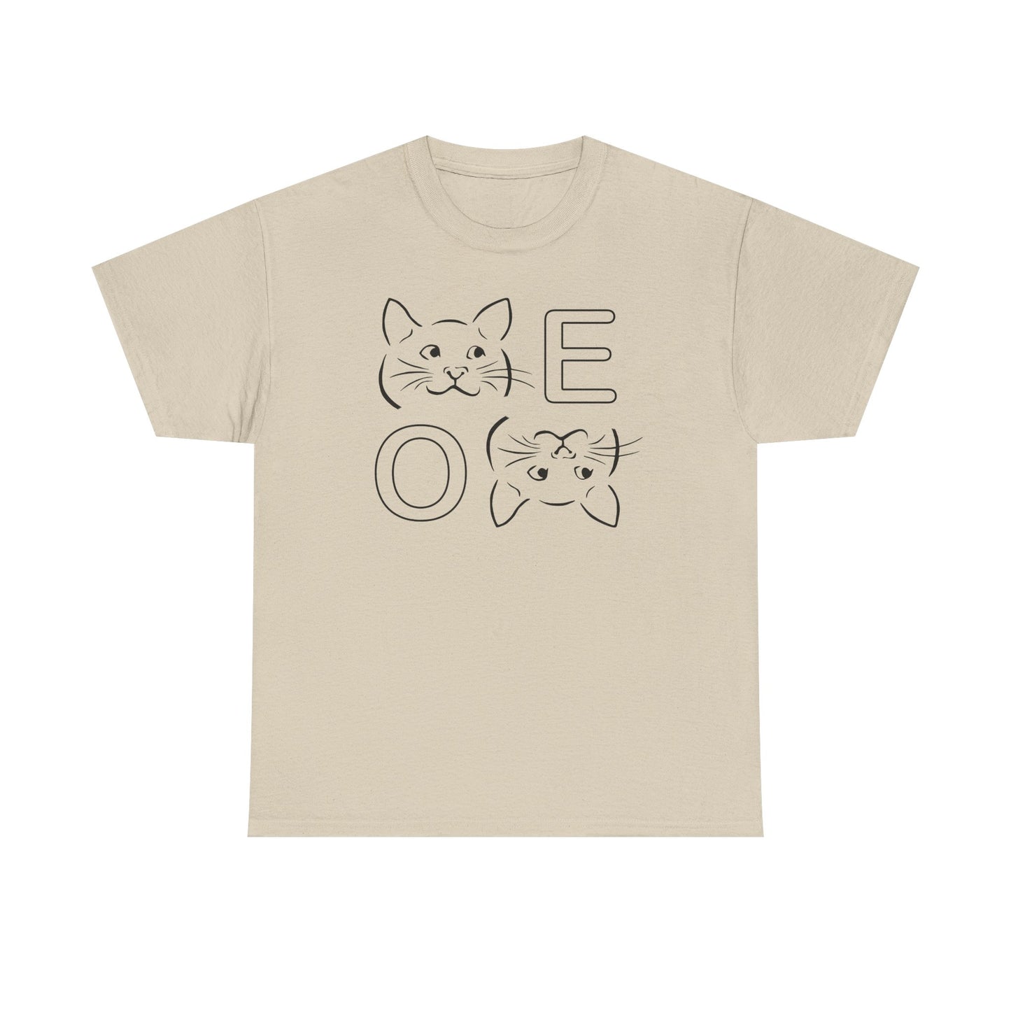 " MEOW" Cute Cat Faces Unisex Heavy Cotton Tee - Perfect for Cat Lovers