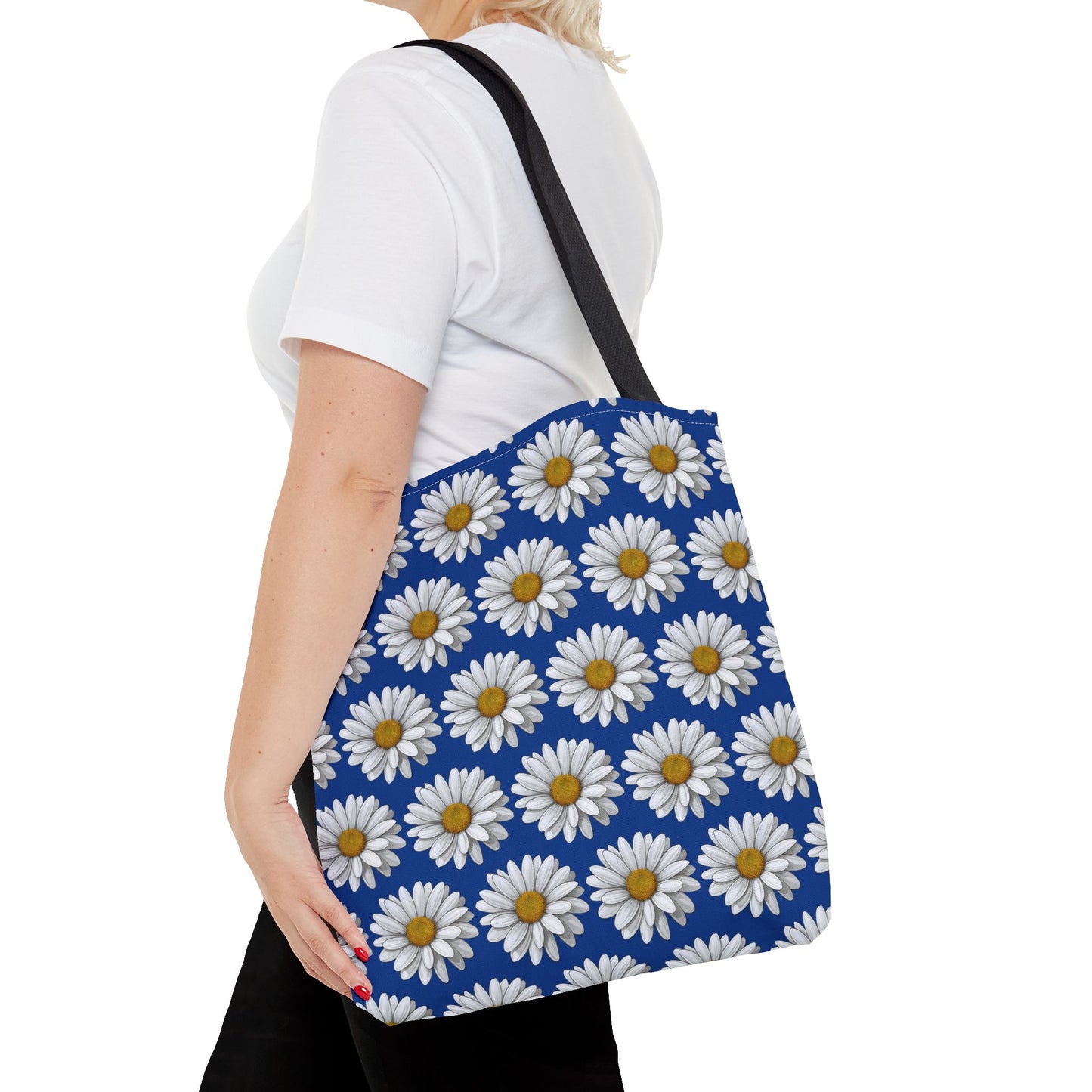 Daisy Tote Bag - White Floral Pattern Summer Fashion Accessory