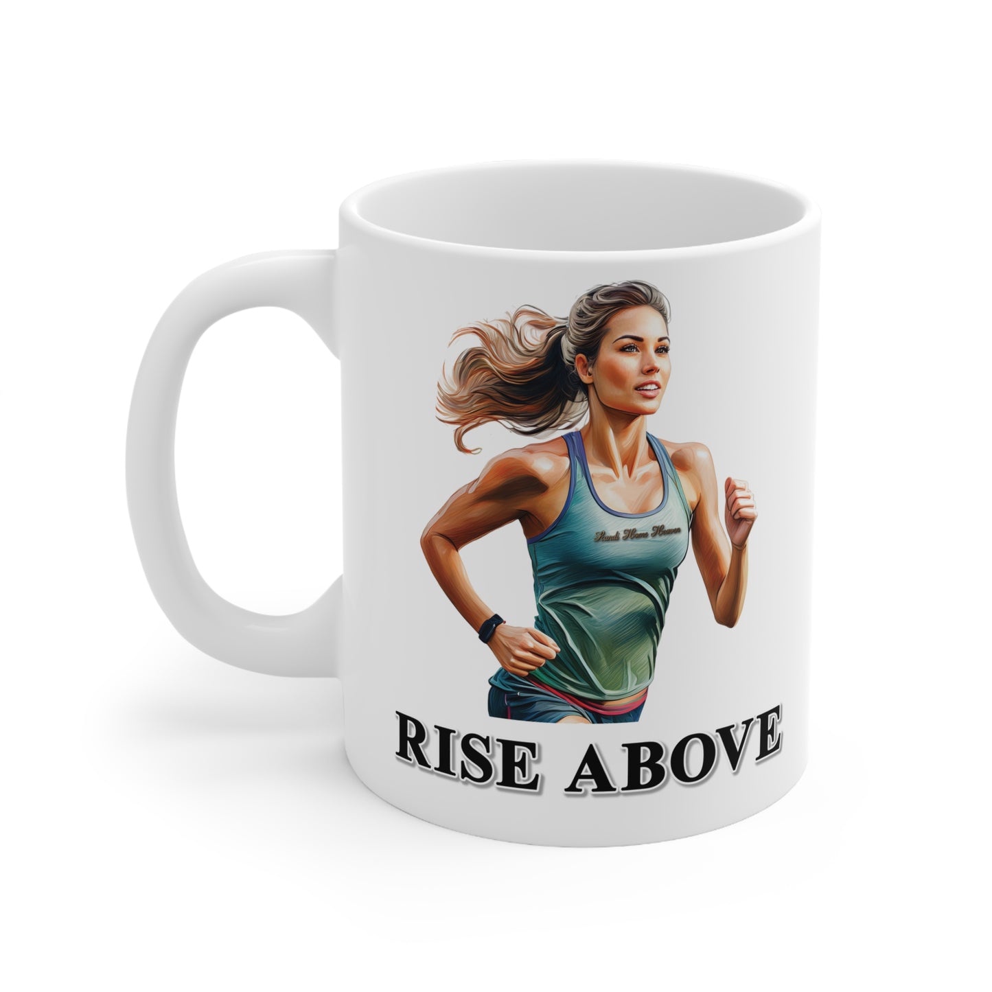 Inspirational Running Coffee Mug - 11oz & 15oz - 'Rise Above' Design
