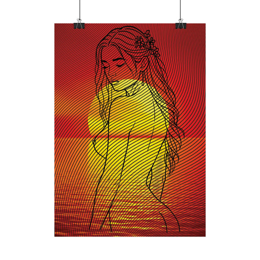 Sunset Silhouette Art Poster | Wall Décor, Living Room Art, Modern Home Decor, Bedroom Wall Art, Gift Idea
